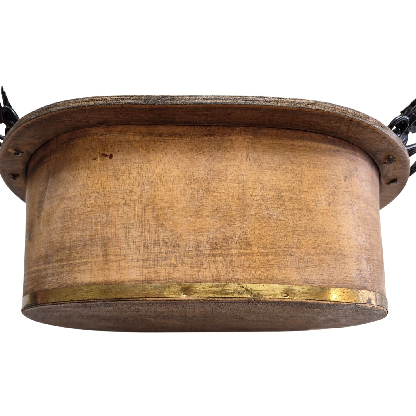 Rustic Hand Painted Bowl Bent Wood Oval Basket with Handles