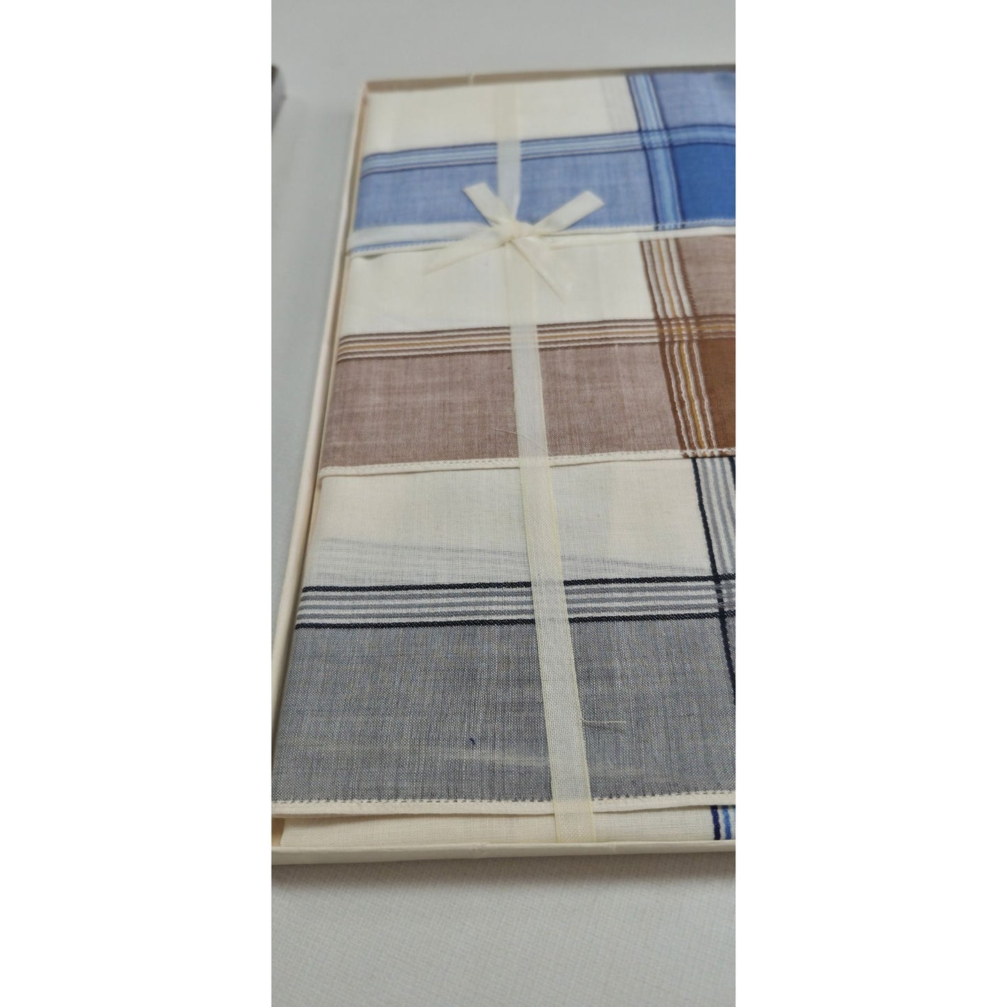 Vintage Men’s Plaid Handkerchiefs Gift Set Unused Boxed Mid‑Century Set 3