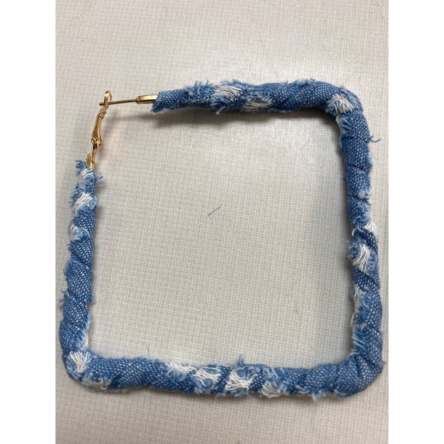 Square Denim Hoop Earrings With Gold-Tone Clasp