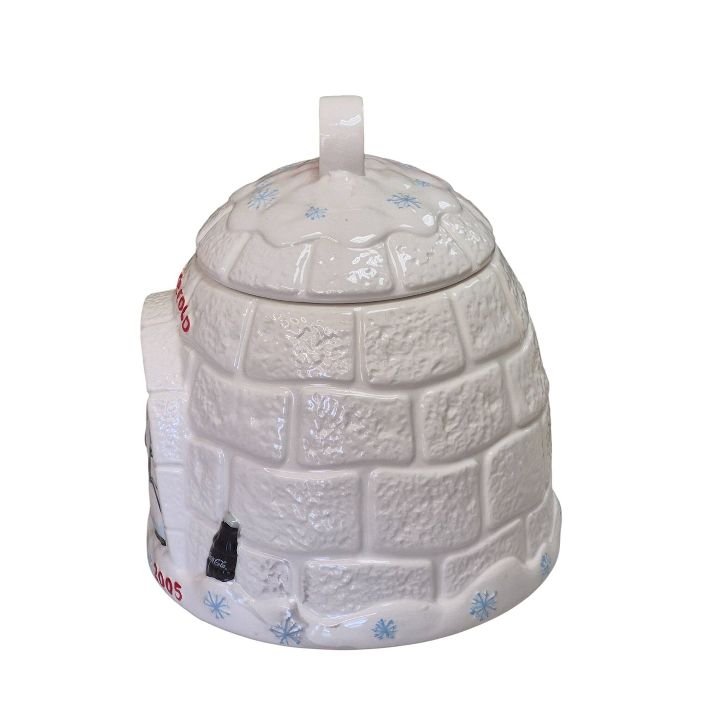 Coca-Cola Igloo Cookie Jar 2005 White Polar Bear Porcelain