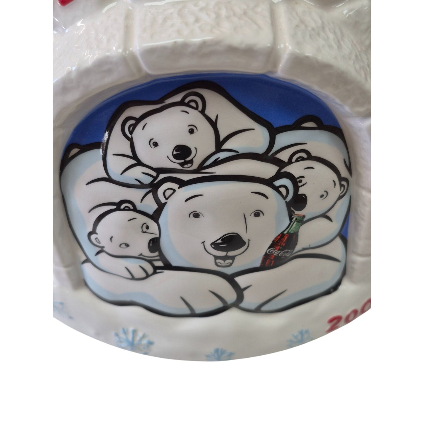 Coca-Cola Igloo Cookie Jar 2005 White Polar Bear Porcelain