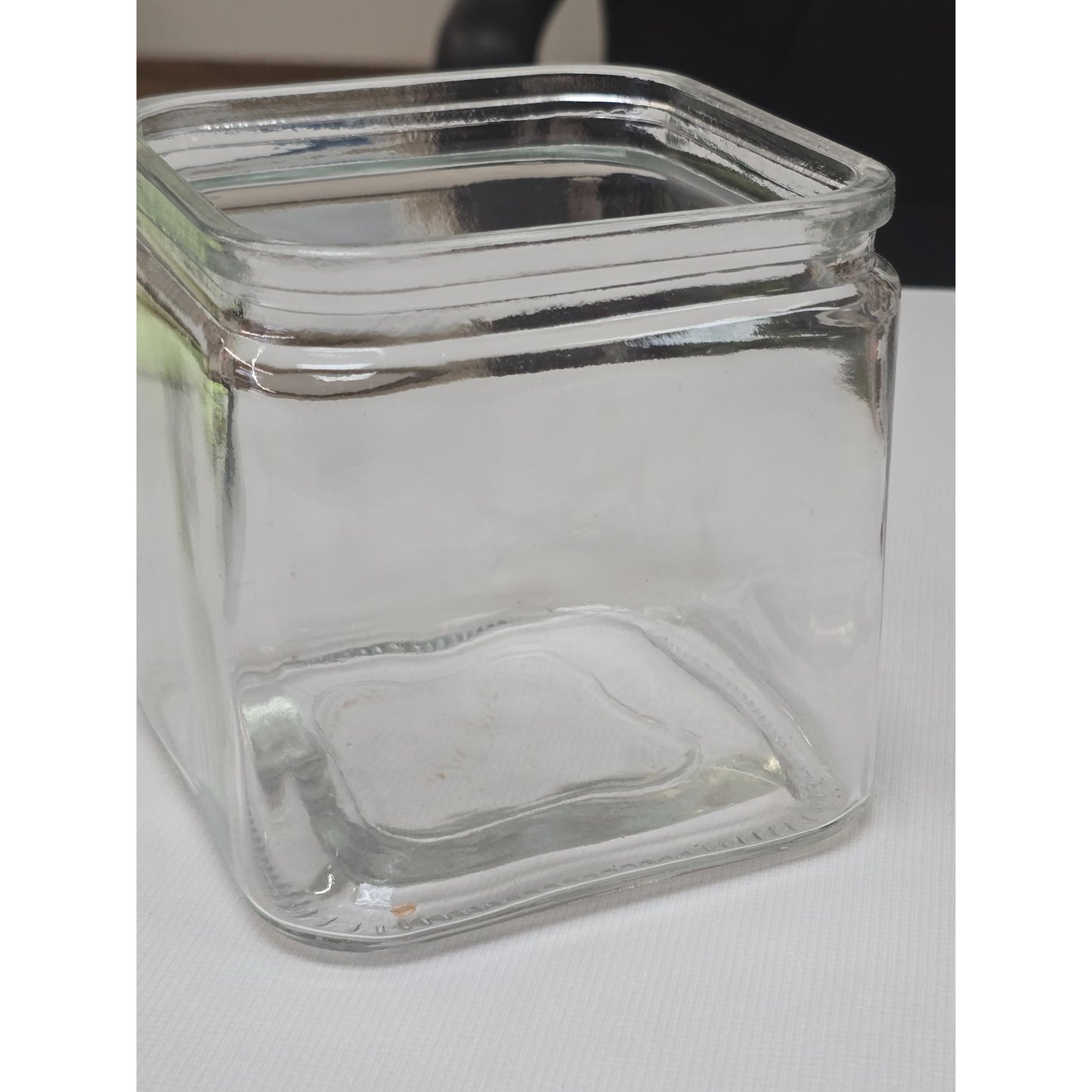 Square Clear Glass Storage Jar With Wide Mouth For Easy Access - Ideal For Pantry Office Or Crafts