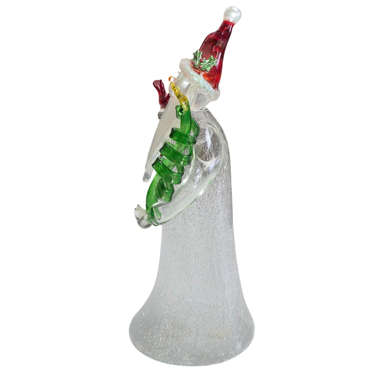 Blown Glass Santa Figurine With Christmas Tree & Bird Decoration