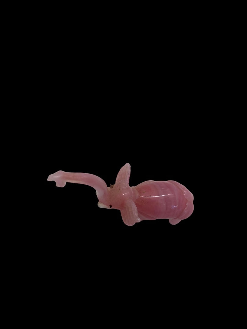 VINTAGE Hand Blown Miniature Art Glass Pink Elephant