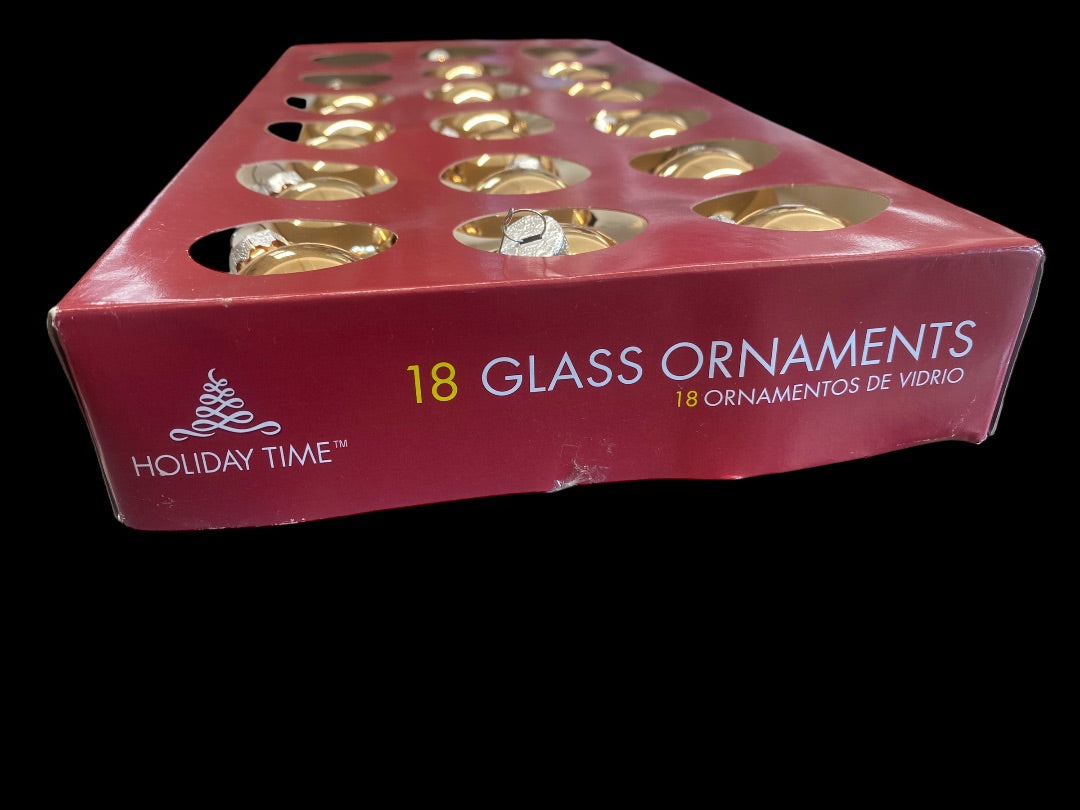 17 Gold Glass Ornaments Christmas 2"
