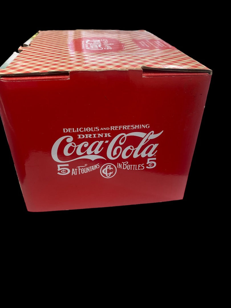 Vintage Coca-Cola Country Classic 4pc 20oz Mason Jar W/Lids & Straw Clear Emboss