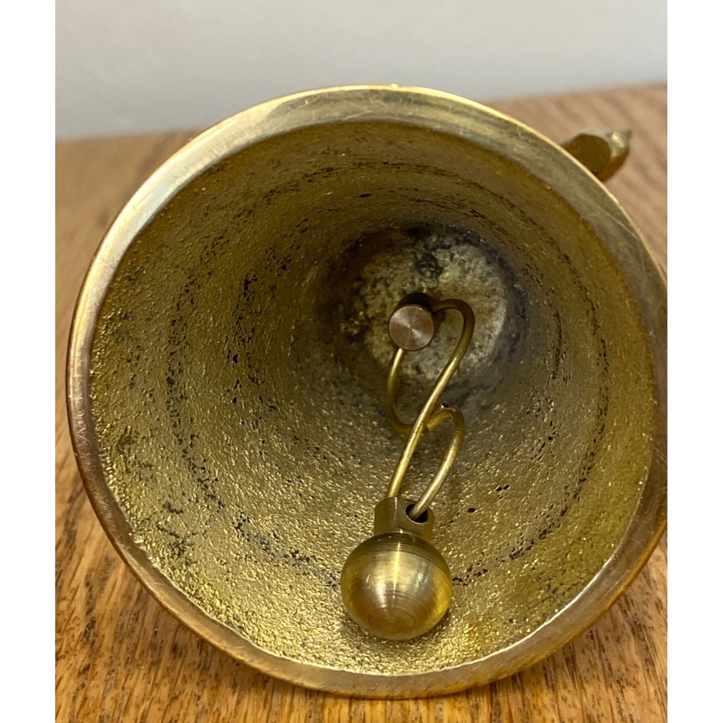 Vintage Brass Equestrian Figurine Bell With Horse & Ribbon Accent