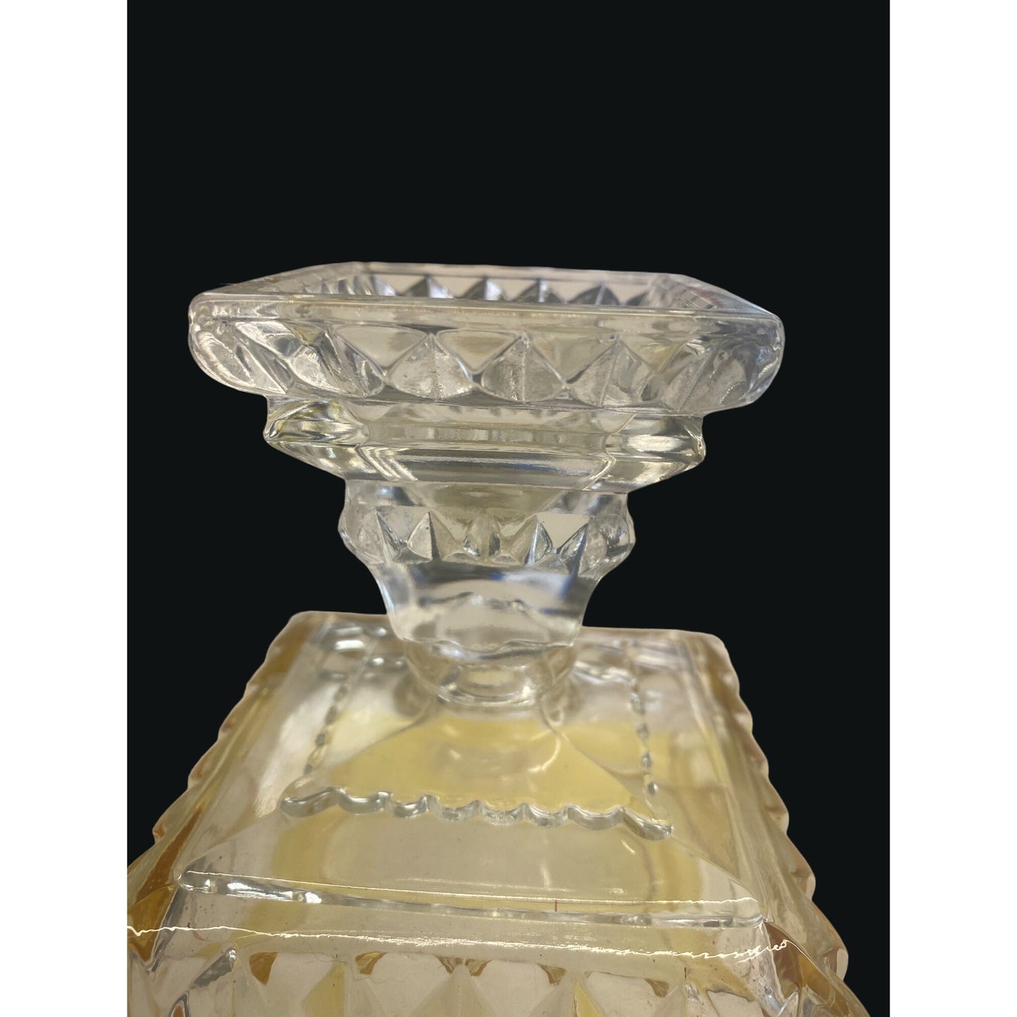 Vintage Amber & Clear Glass Pedestal Compote Dish