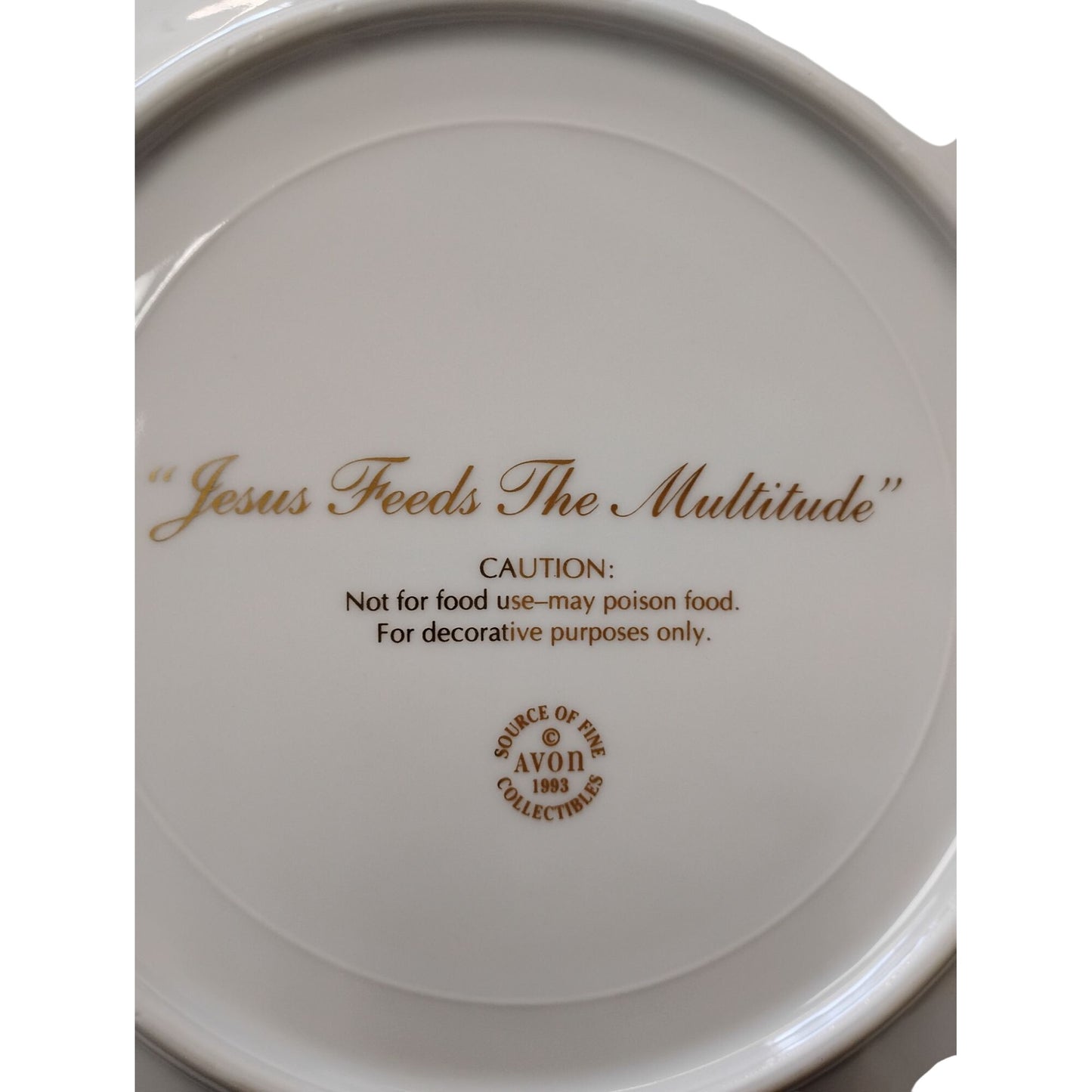 "Jesus Feeds The Multitude" Avon 1993 Decorative Collector Plate Blue & White Design Not For Food Use