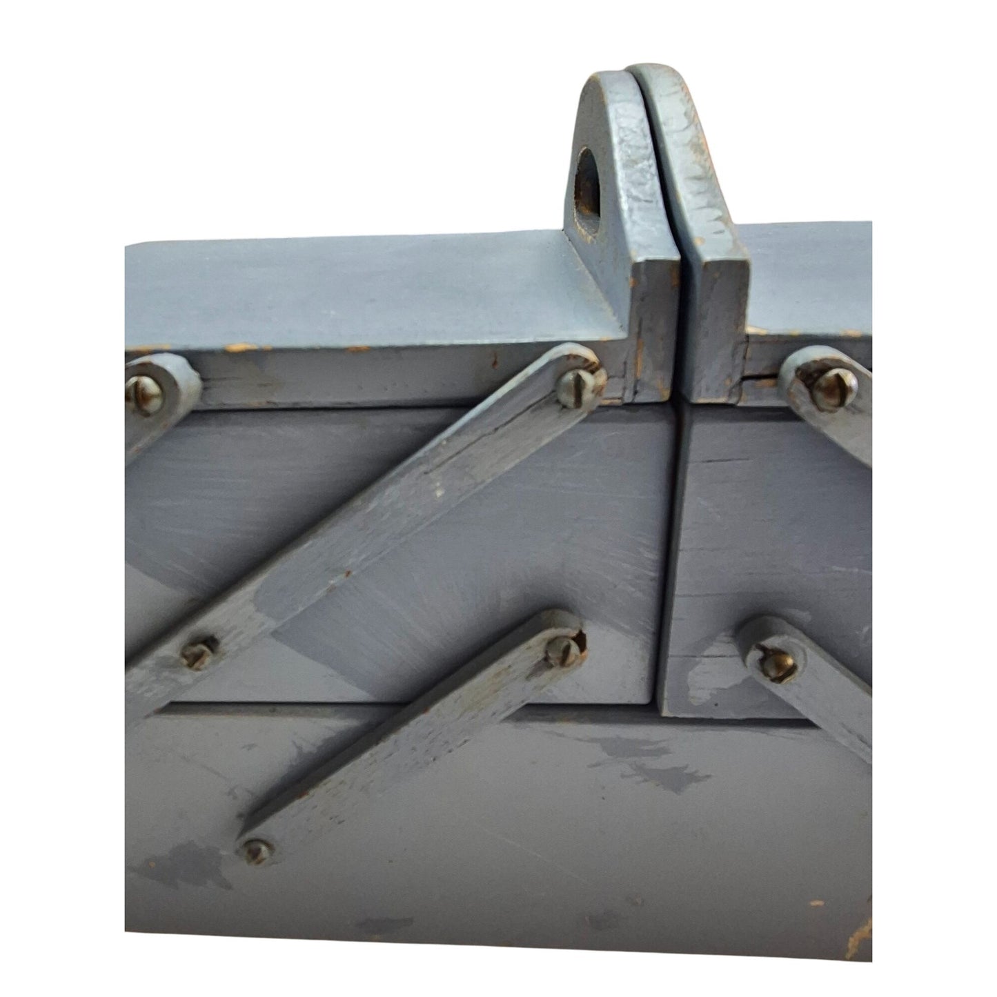 Vintage Wooden Cantilever Sewing Box Organizer