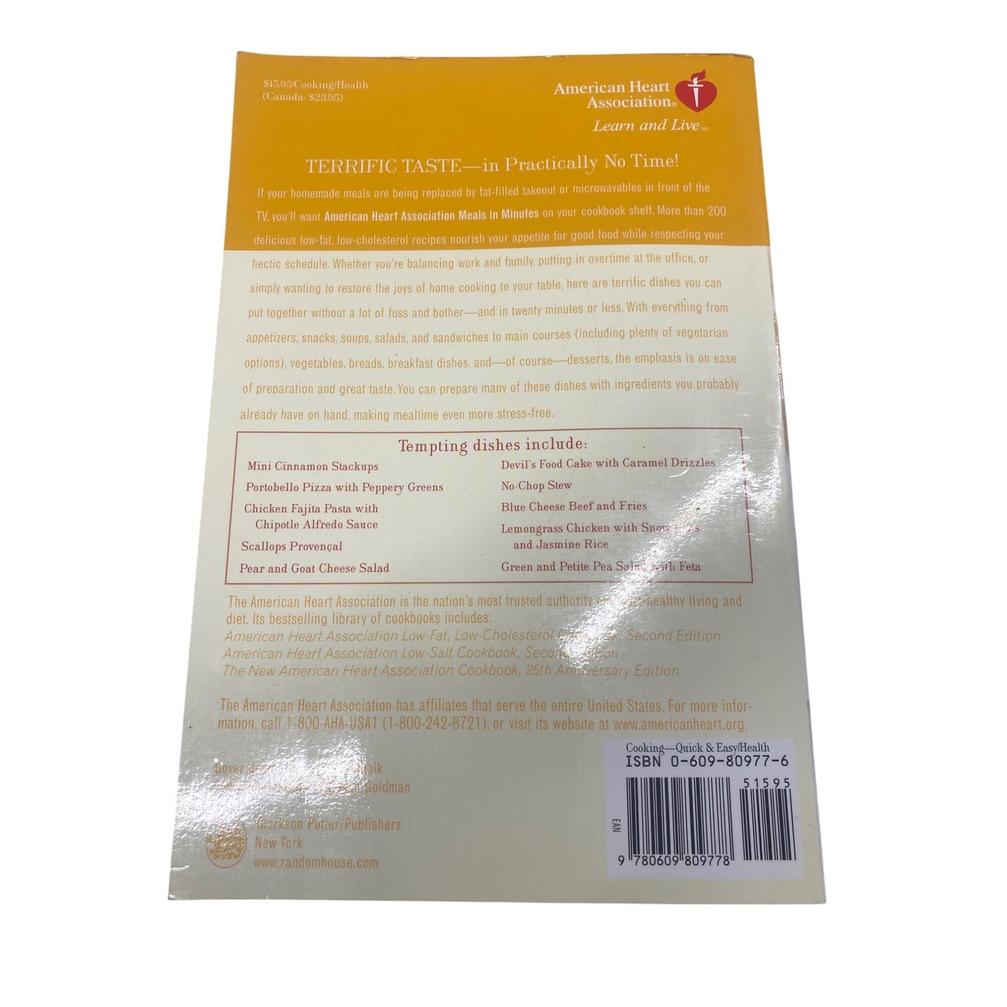 American Heart Association "Meals In Minutes" Cookbook