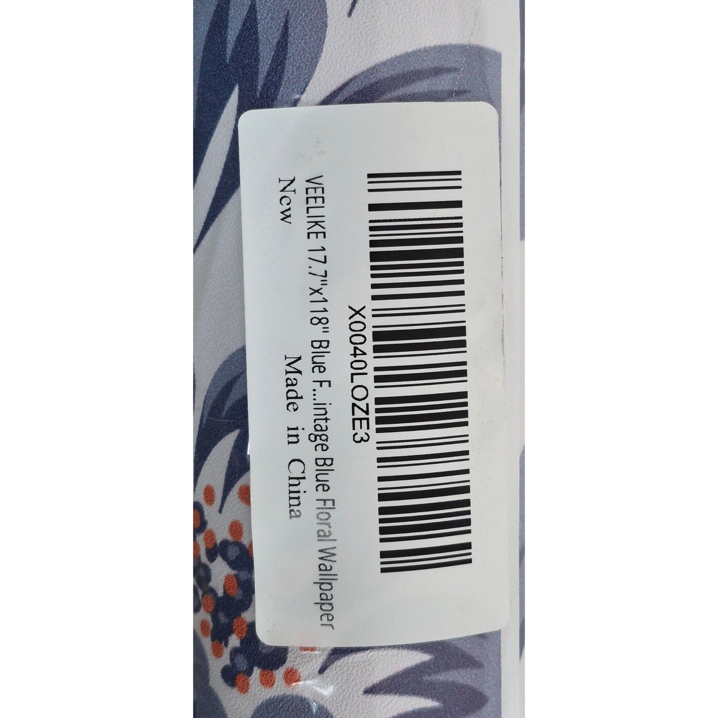 VEELIKE 17.7"x118" Vintage Blue Floral Wallpaper Self-Adhesive