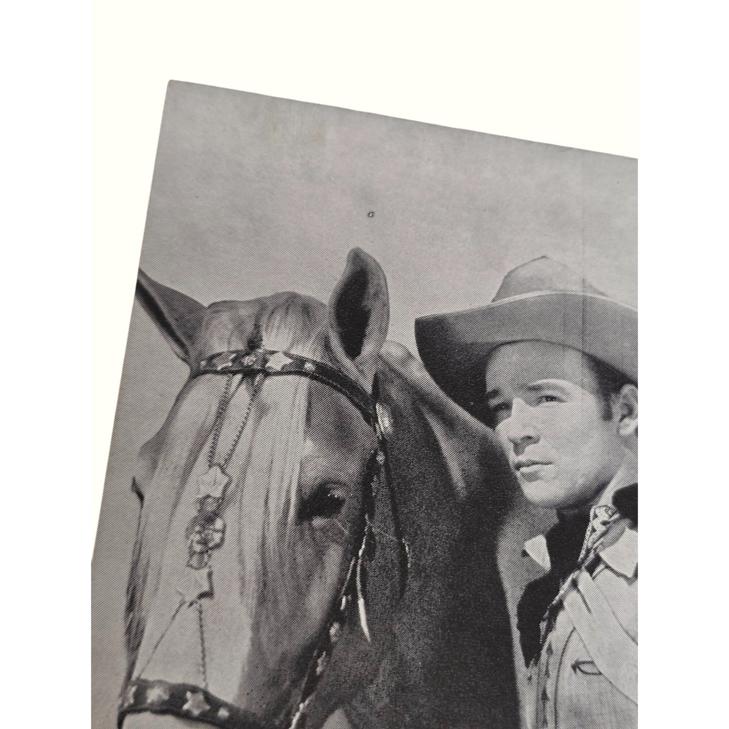 Vintage Roy Rogers Cowboy Print Postcard Horse Trigger Black & White 1950s Made In USA Collectible Memorabilia