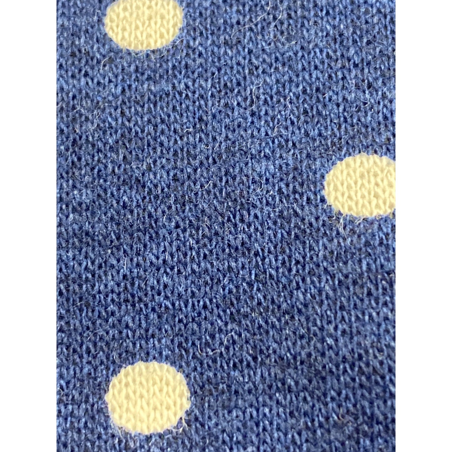 Blue & White Double Knit Fabric With Polka Dot Pattern 34" W x 33" L