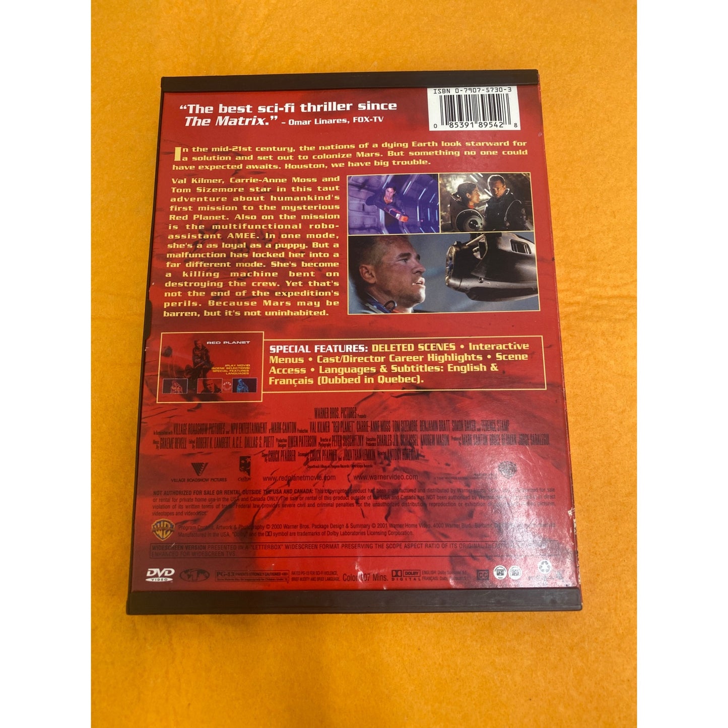 "Red Planet" DVD Sci-Fi Movie Val Kilmer Carrie-Anne Moss Tom Sizemore Warner Bros