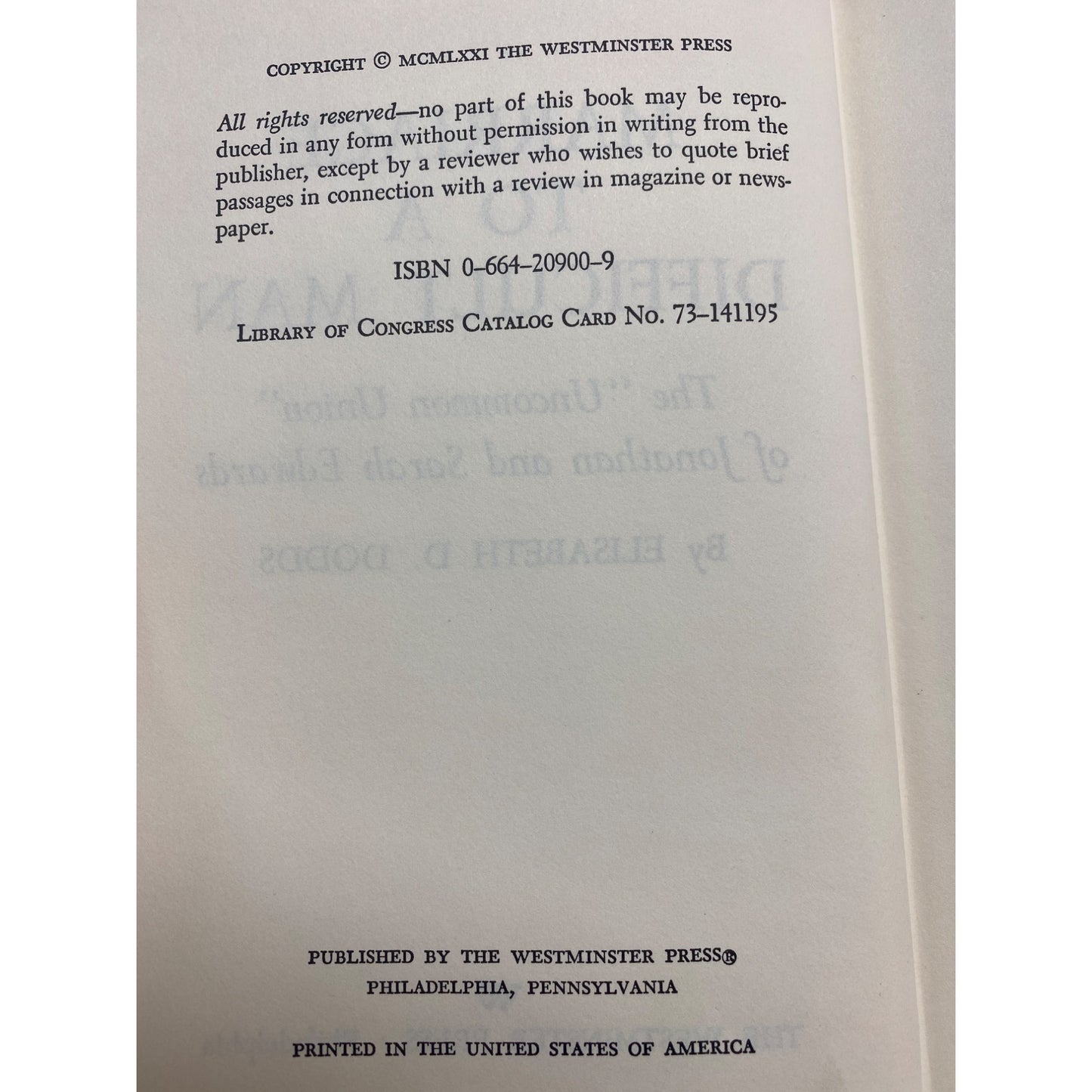 Marriage To A Difficult Man By Elisabeth D. Dodds Hardcover 1971 Westminster Press