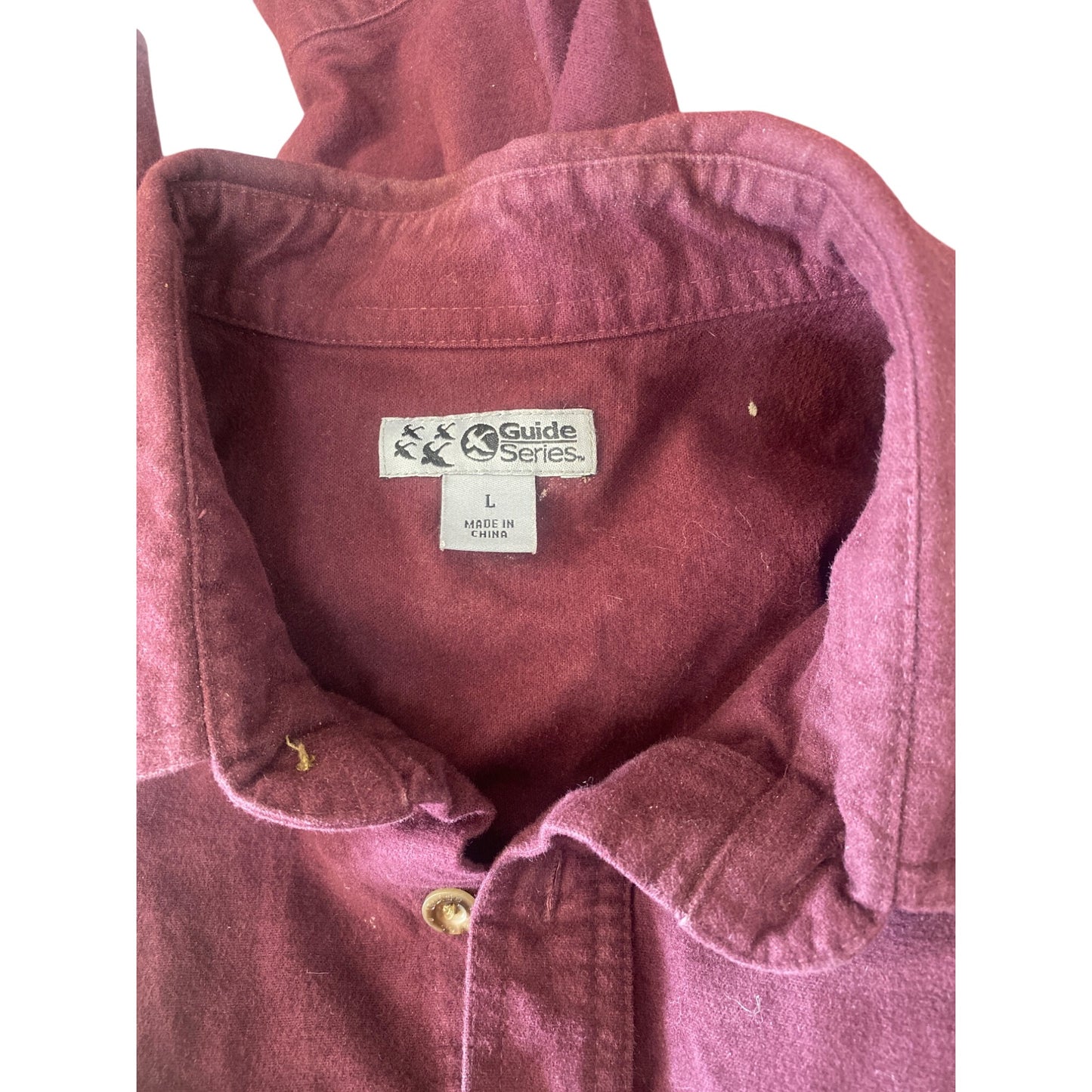 Guide Series Mens Large Maroon Long Sleeve Button-Up Shirt With Dual Chest Pockets