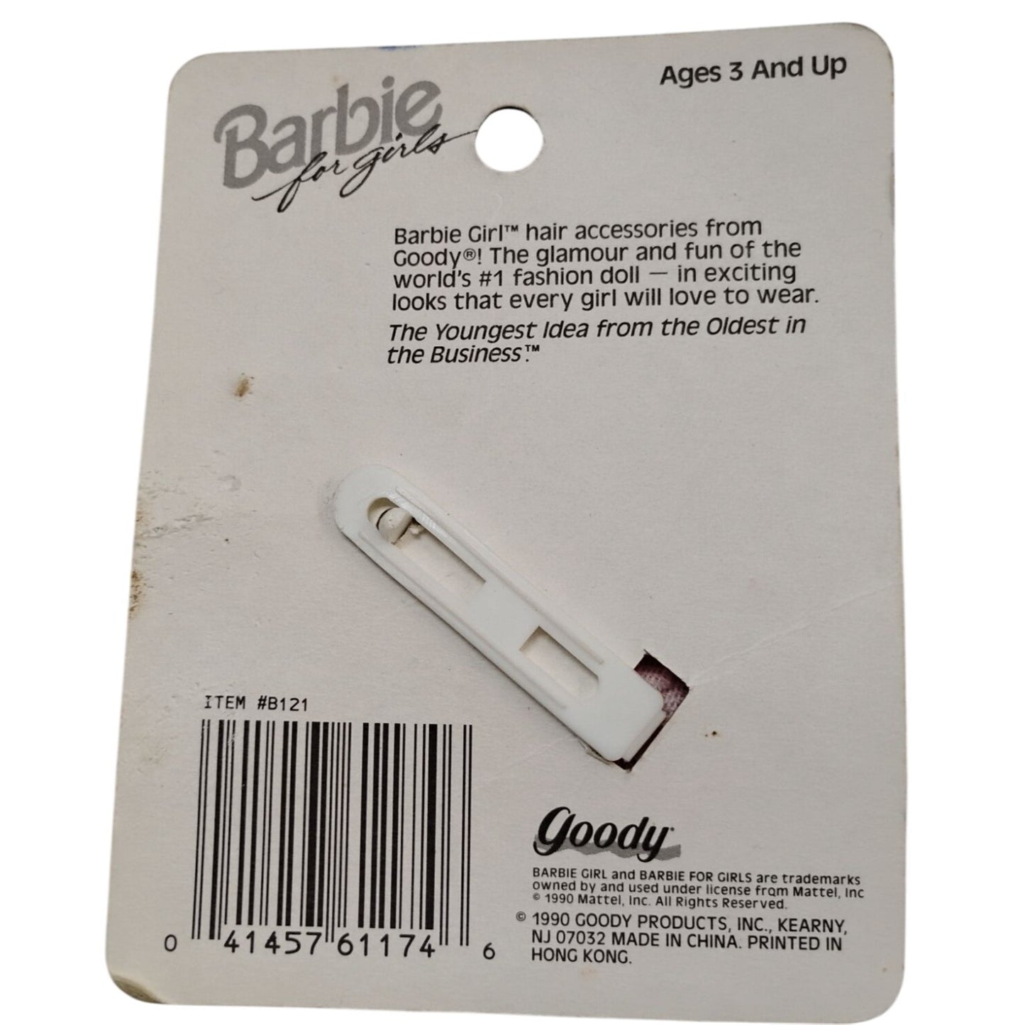 Barbie For Girls Goody Hair Bow Clip Pink Lace & Pearl Accents Ages 3+ Vintage 1990s New On Card