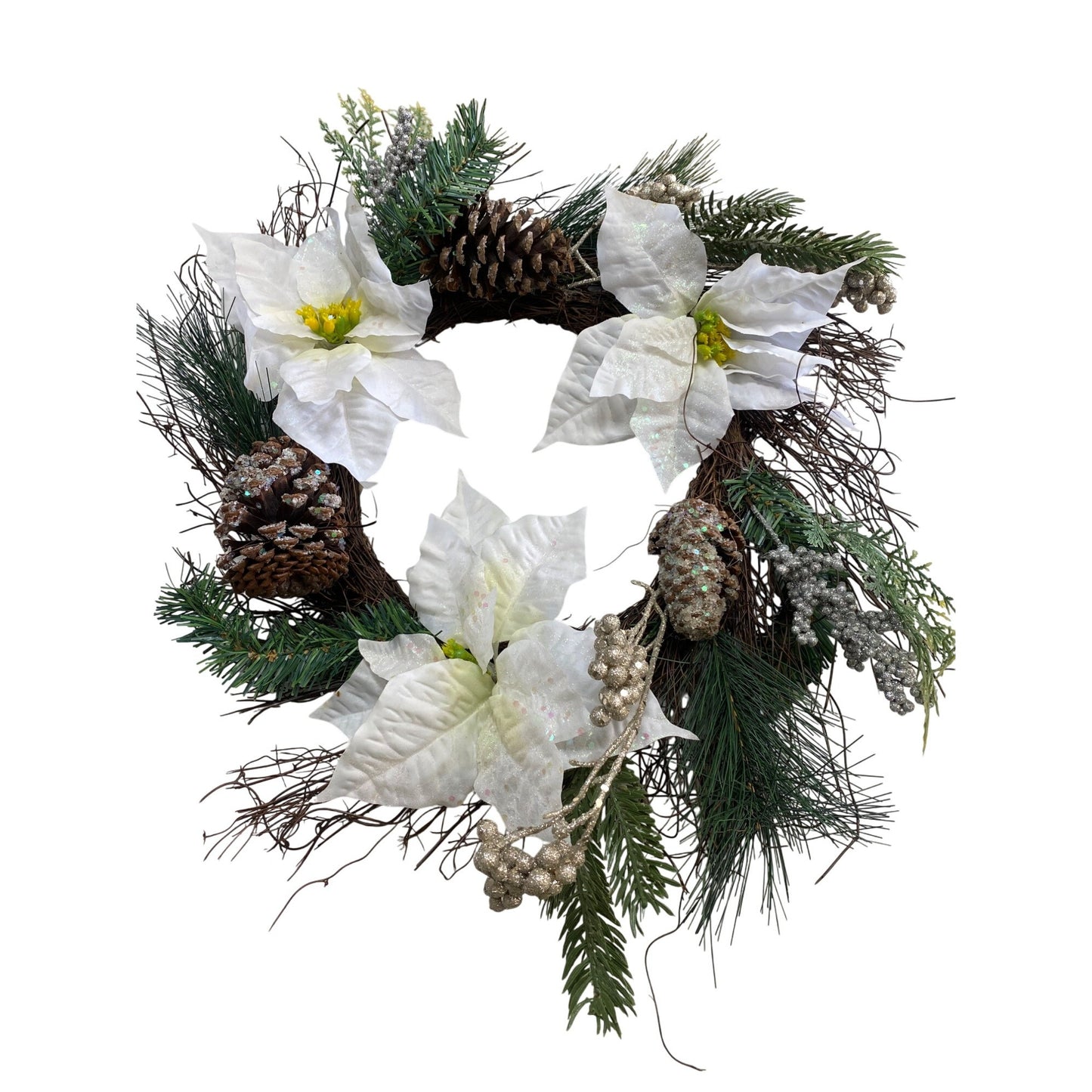 Wreath White Poinsettias