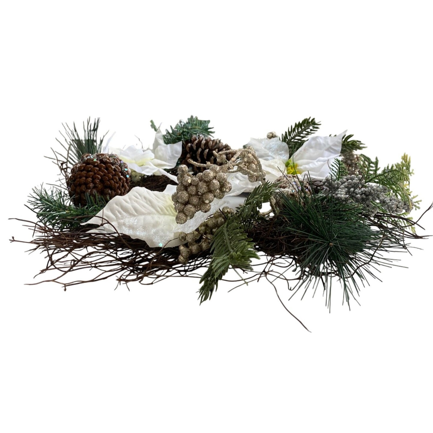 Wreath White Poinsettias