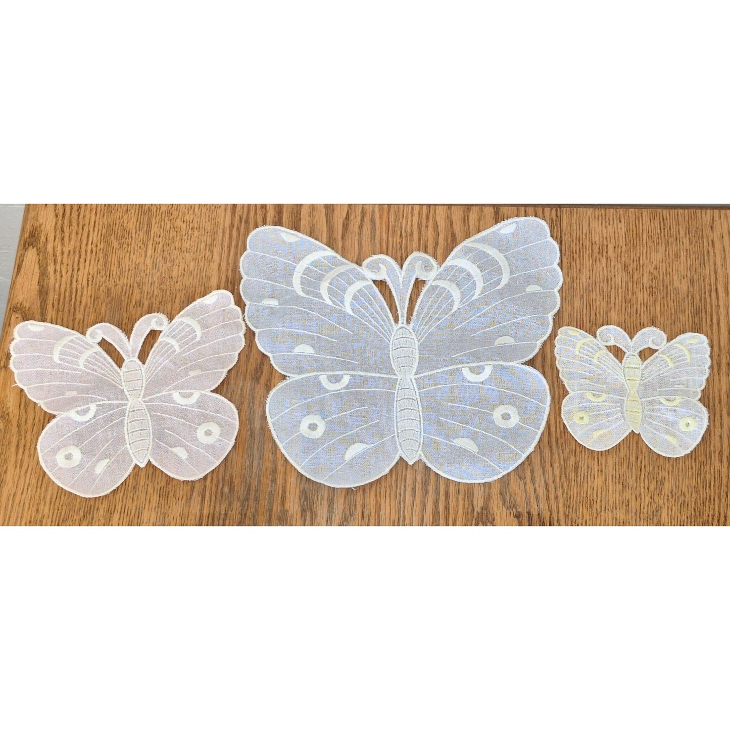 Delicate Butterfly Embroidered Appliques Pastel Fabric Craft Embellishments