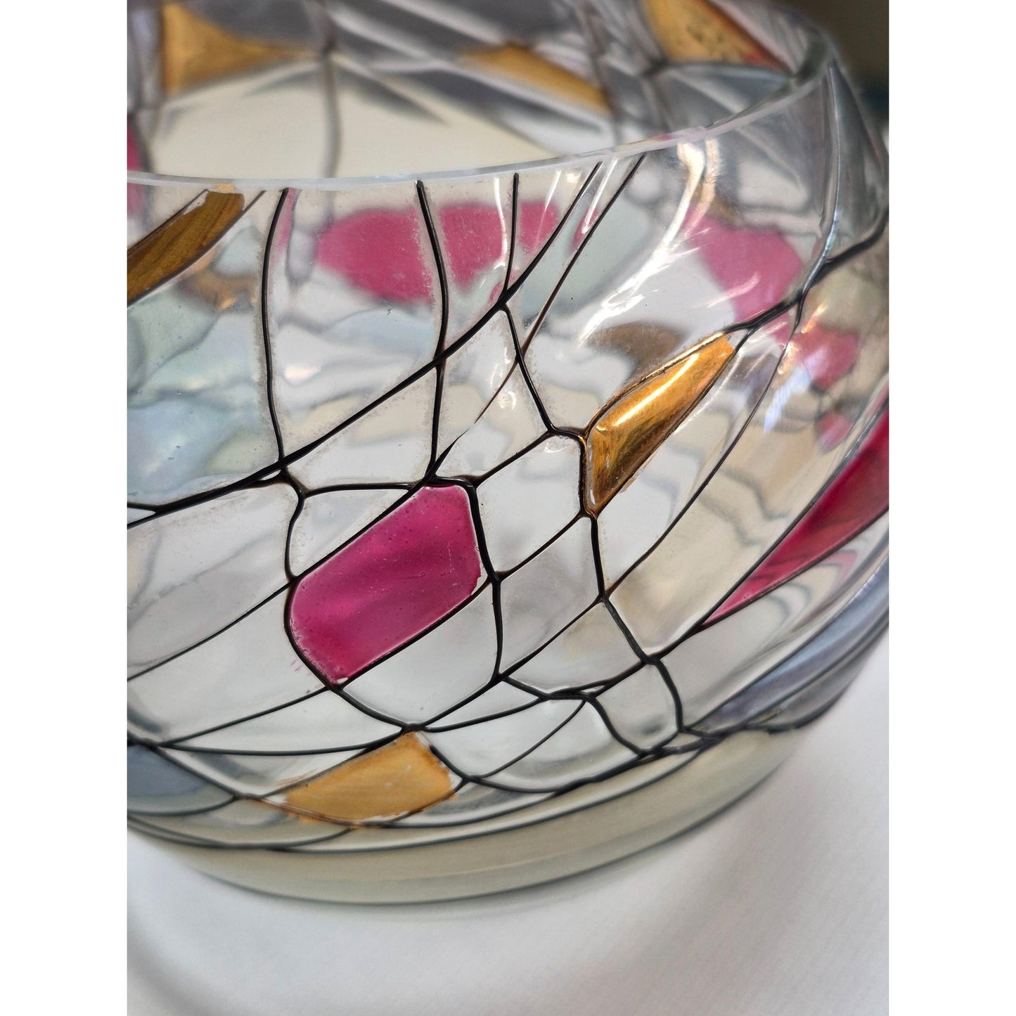 PartyLite Calypso Mosaic-Stained Glass Candle Holder Tealight Made in Romania