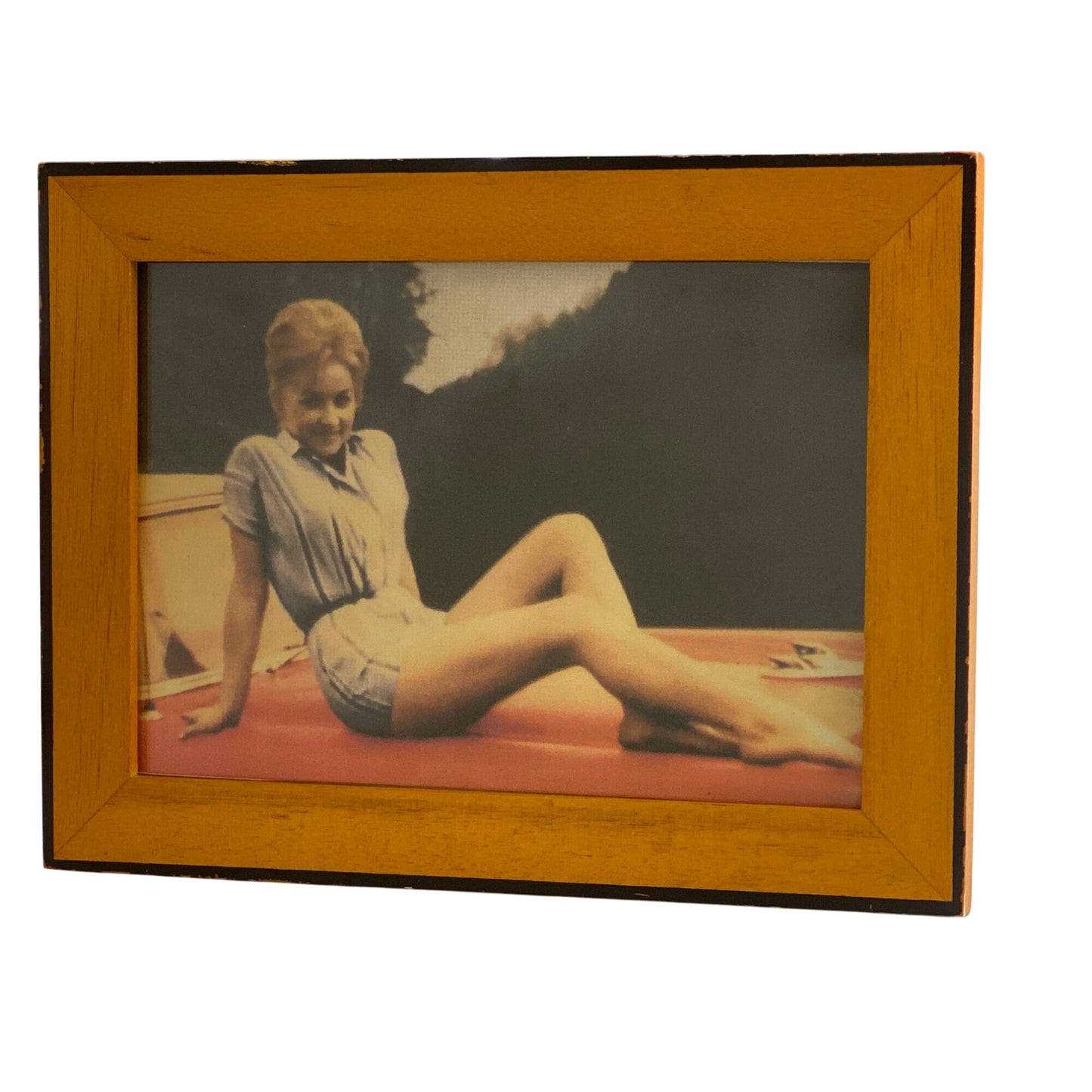 Wooden Picture Frame With Retro Woman