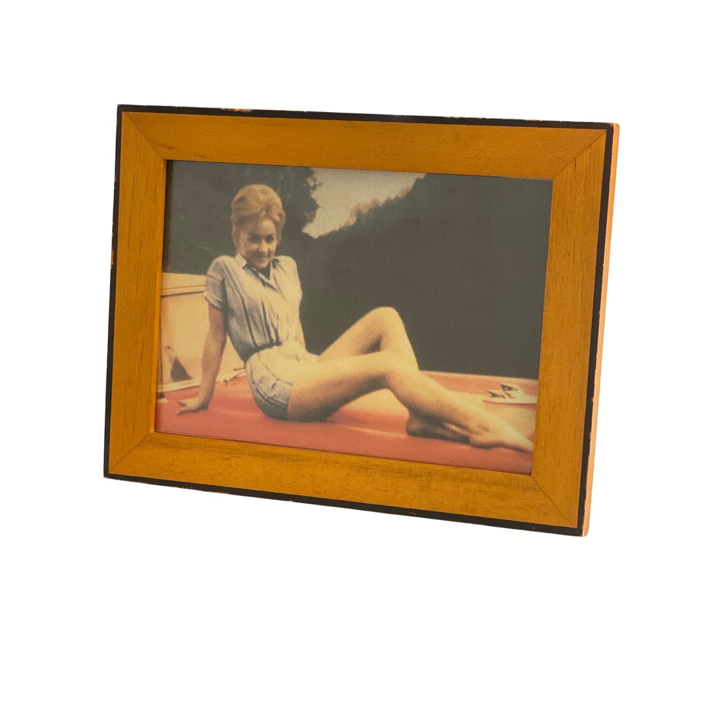 Wooden Picture Frame With Retro Woman