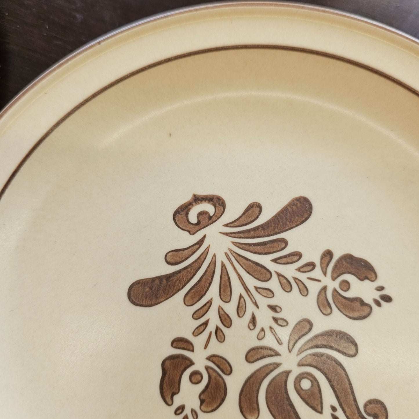 Vintage Pfaltzgraff Brown Floral Stoneware Salad Plates 7" Set of 2 USA