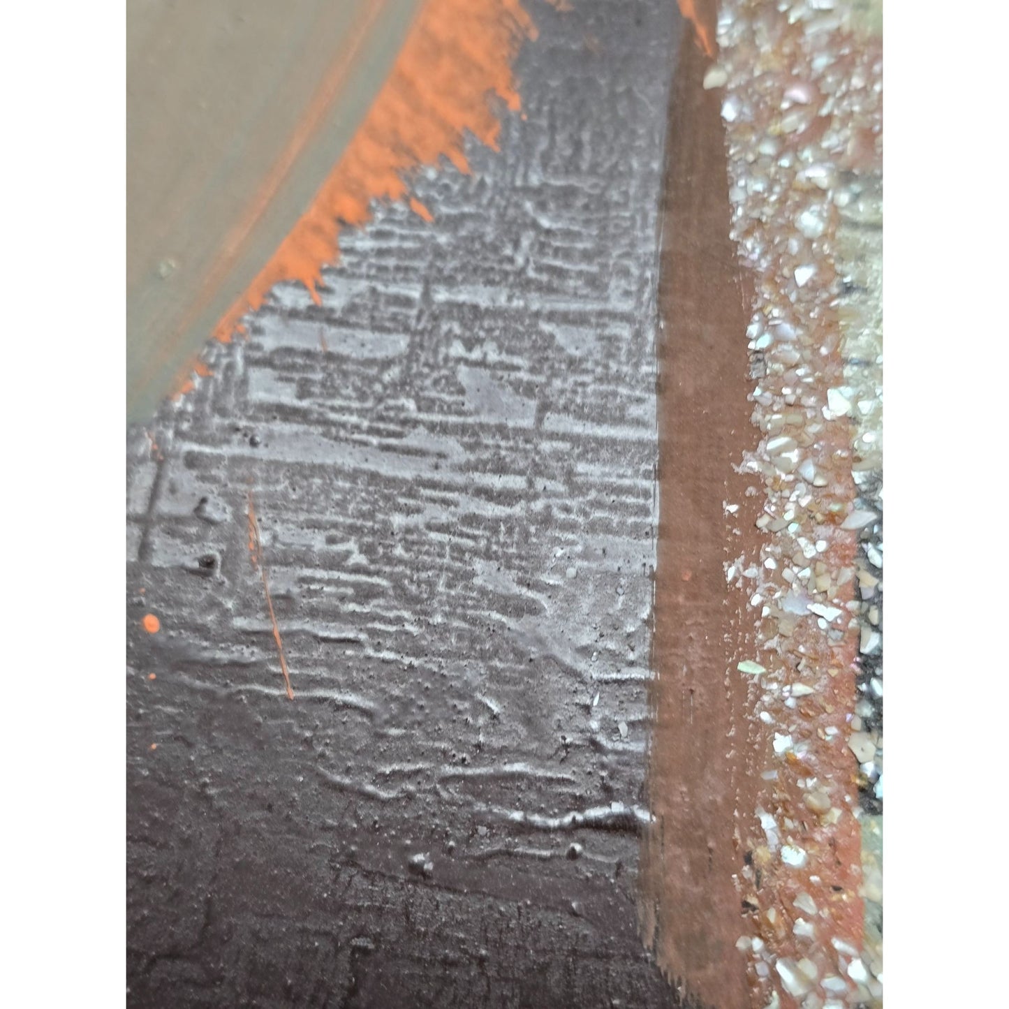 Vintage Castle Tower Reverse Oil Painting on Glass in Wood Frame