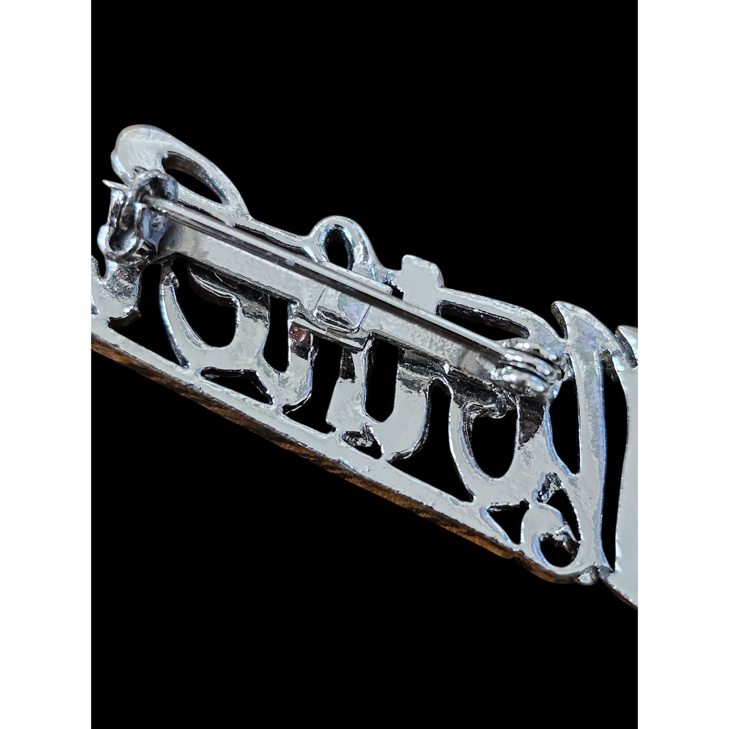 "Mother" Rhinestone Brooch Pin Silver-Tone Script Design