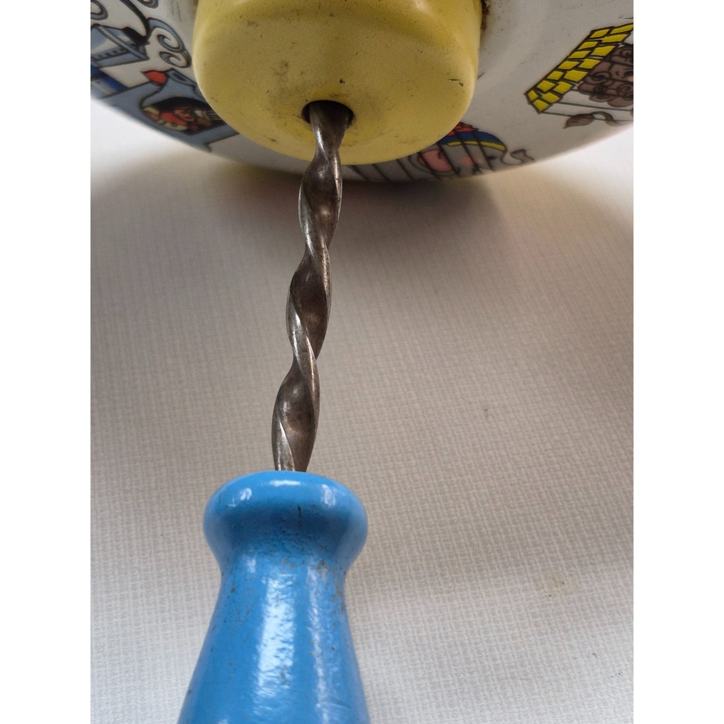 Vintage Ohio Art Company Metal Spinning Top Toy With Circus Train Design