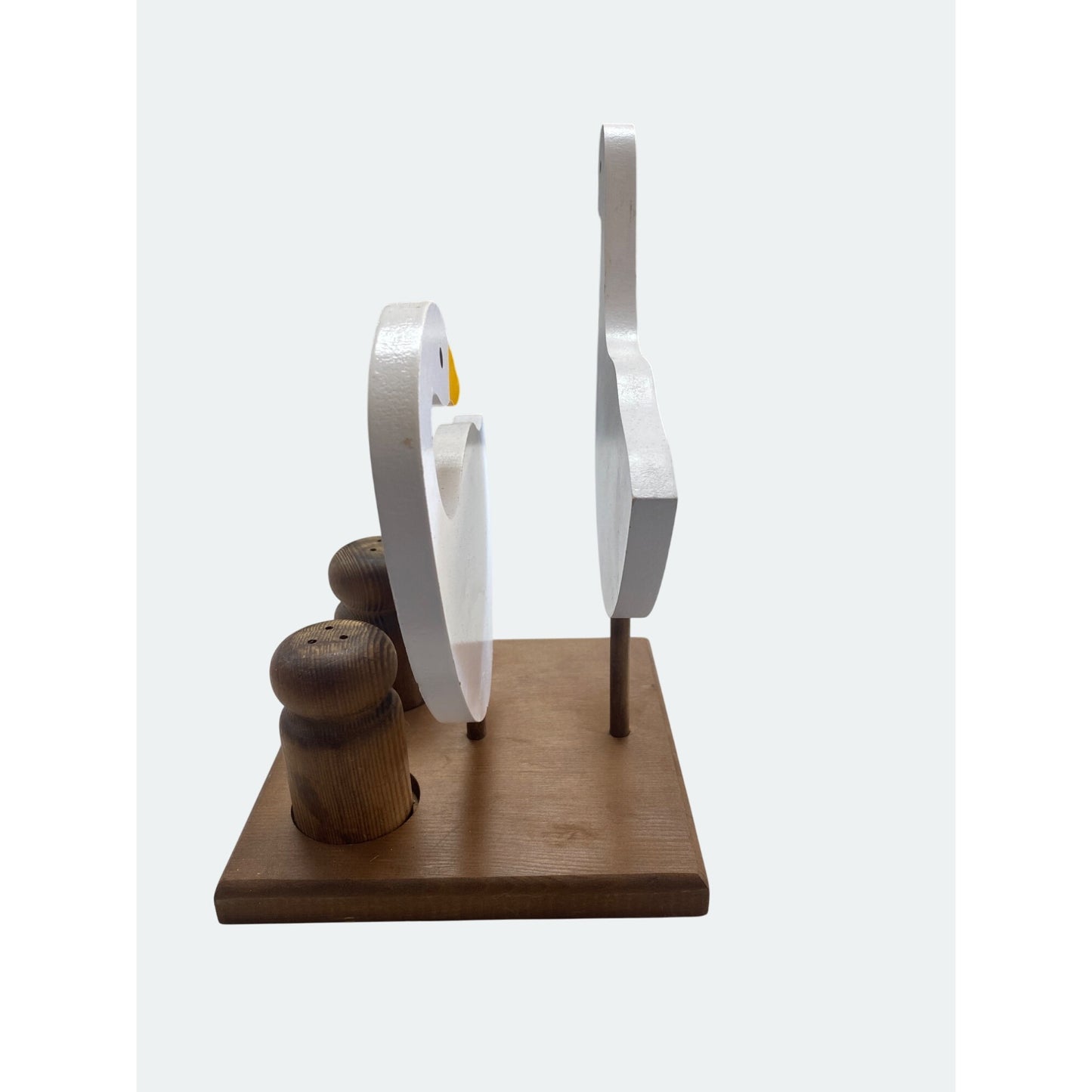 Wooden Goose Napkin Salt & Pepper Shaker Holder With Wood Shakers - Farmhouse Kitchen Decor