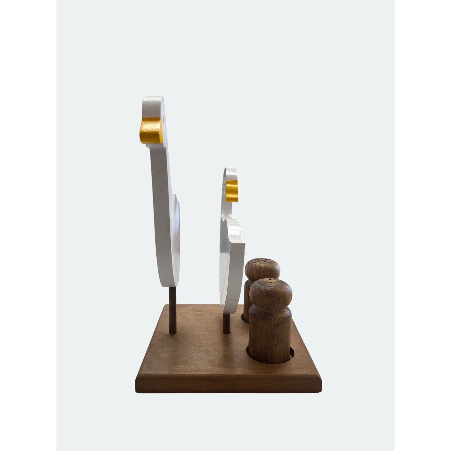 Wooden Goose Napkin Salt & Pepper Shaker Holder With Wood Shakers - Farmhouse Kitchen Decor