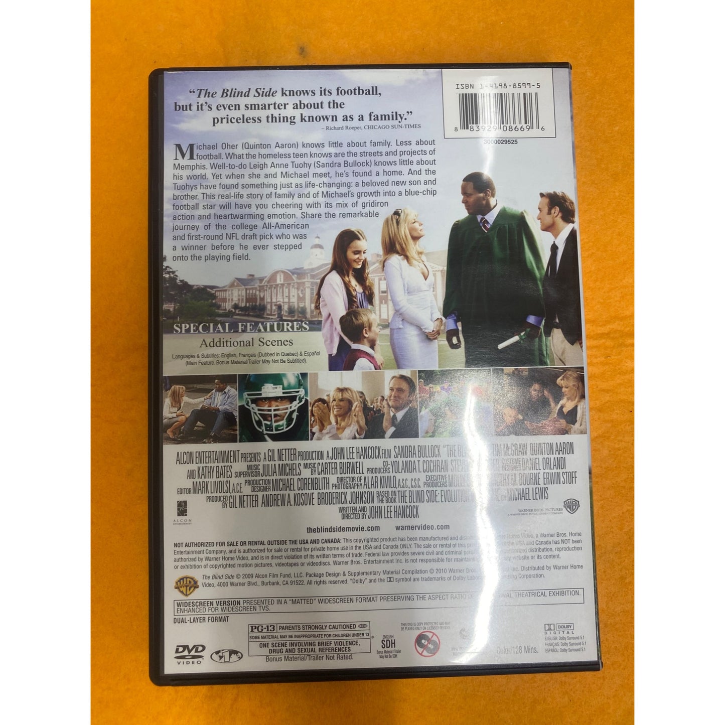 The Blind Side DVD Movie Sandra Bullock Inspirational True Story Film