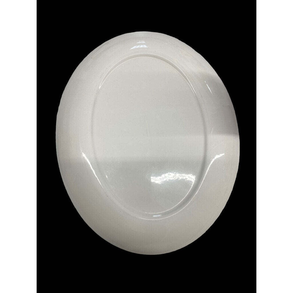 Large Silver Trimmed Oval Serving Platter Plate 13.5" x 11"