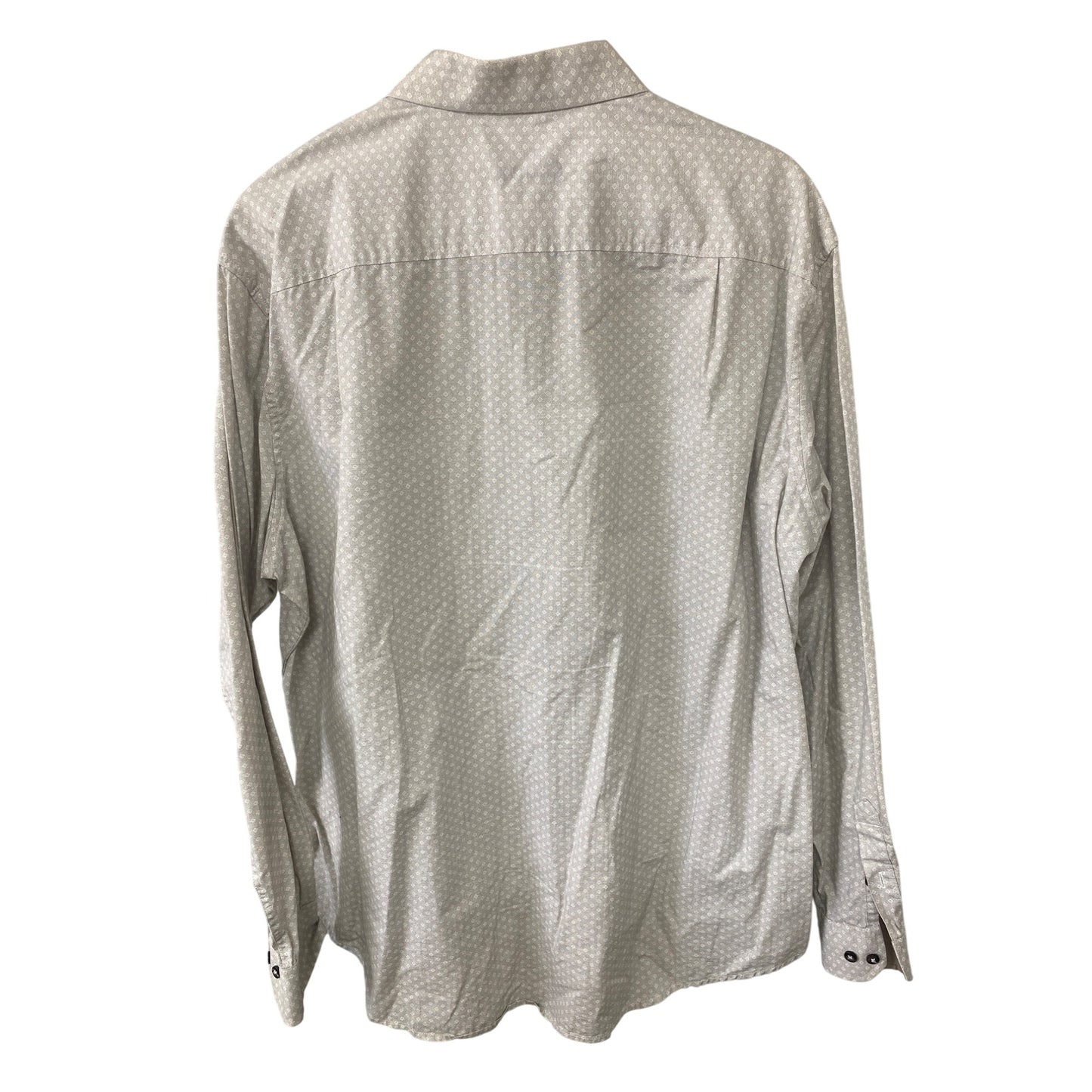 Tasso Elba Mens XL Beige Patterned 100% Cotton Long Sleeve Button-Up Shirt Made In Vietnam