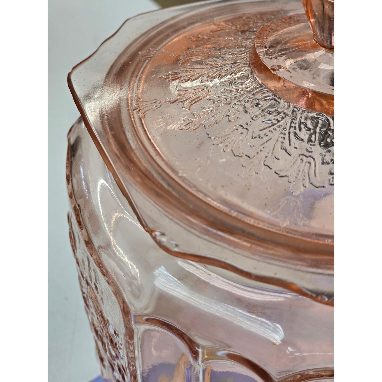 Vintage Pink Depression Glass Biscuit Jar