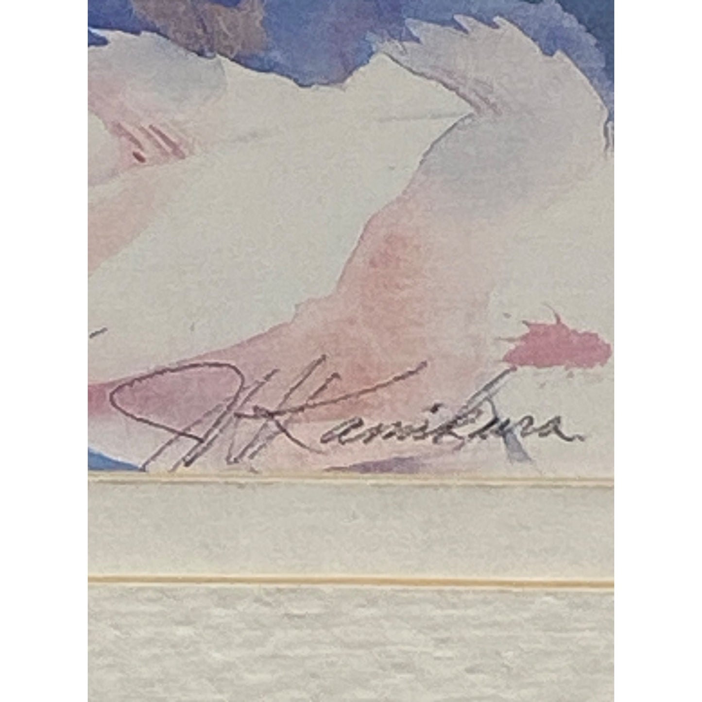 Framed Fish Watercolor Print By J.H. Kamikura 11”x9” With Light Wood Frame