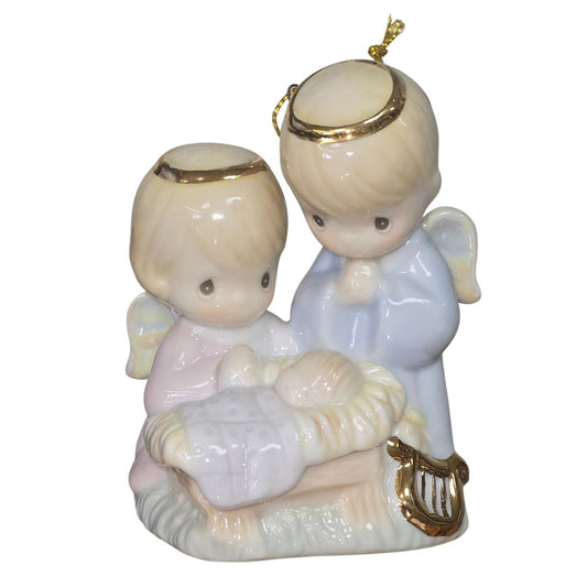 Enesco Precious Moments Holy Family Nativity Ornament Angels Baby Jesus
