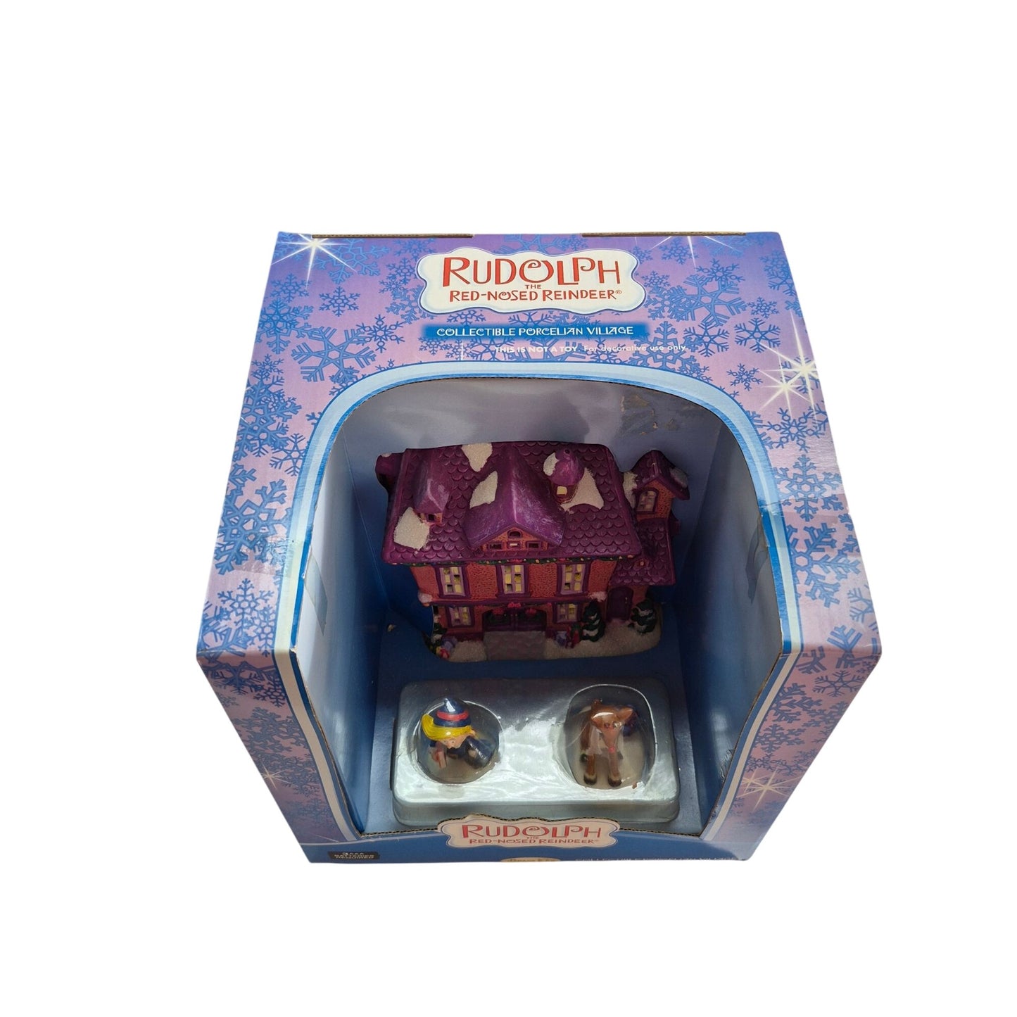 2005 Brass Key Rudolph Red Nosed Reindeer Porcelain Collectible Village House