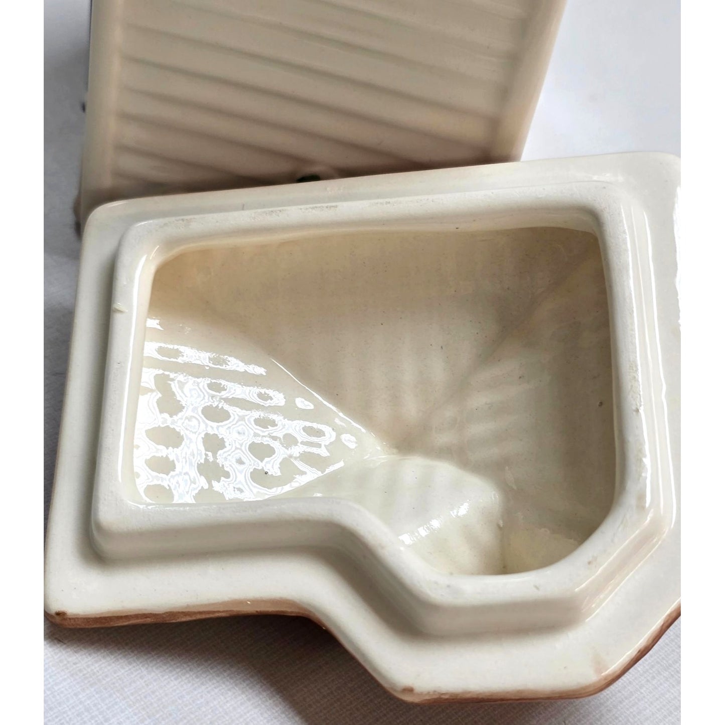 1980s Avon Hand Painted Pastel Townhouse Canister Jar Vintage 7"