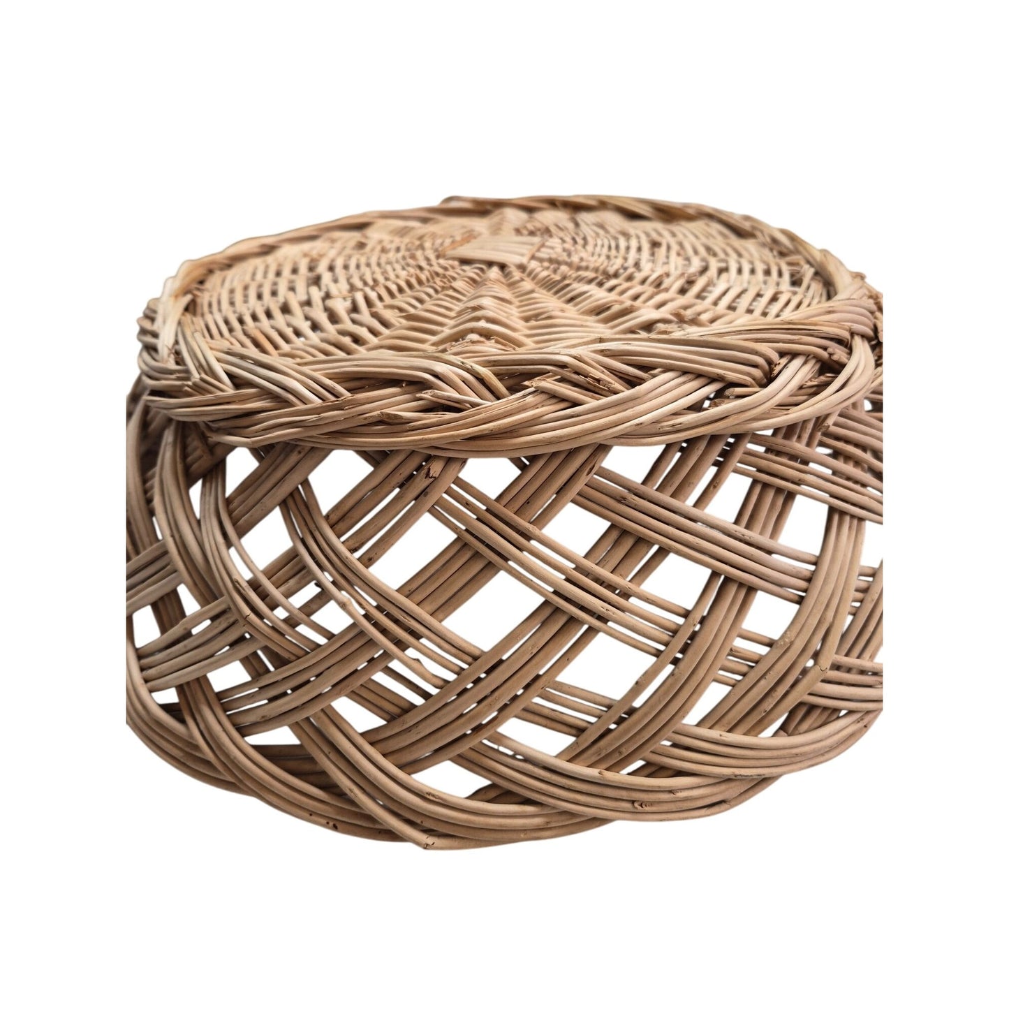 Vintage Large Woven Rattan Basket 16"