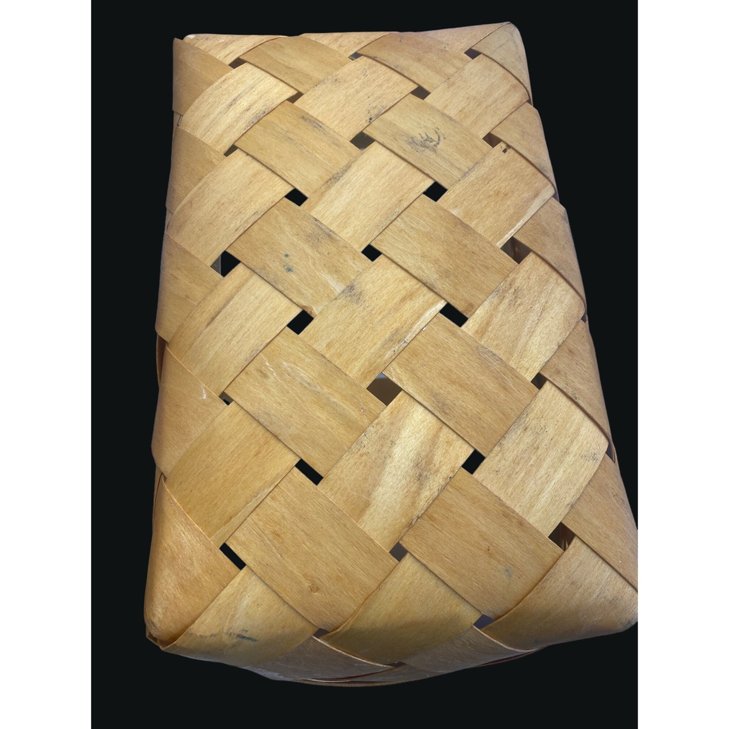 Vintage Handwoven Wooden Picnic Basket With Sturdy Handle