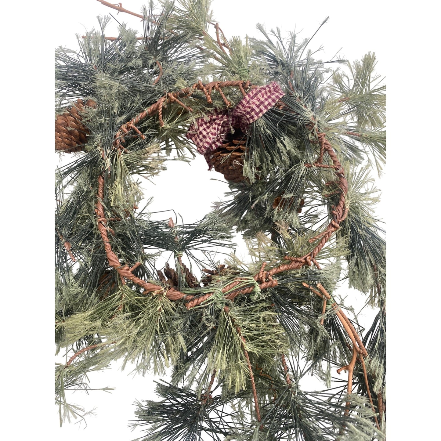 Rustic Pinecone & Greenery Wreath With Grapevine Base