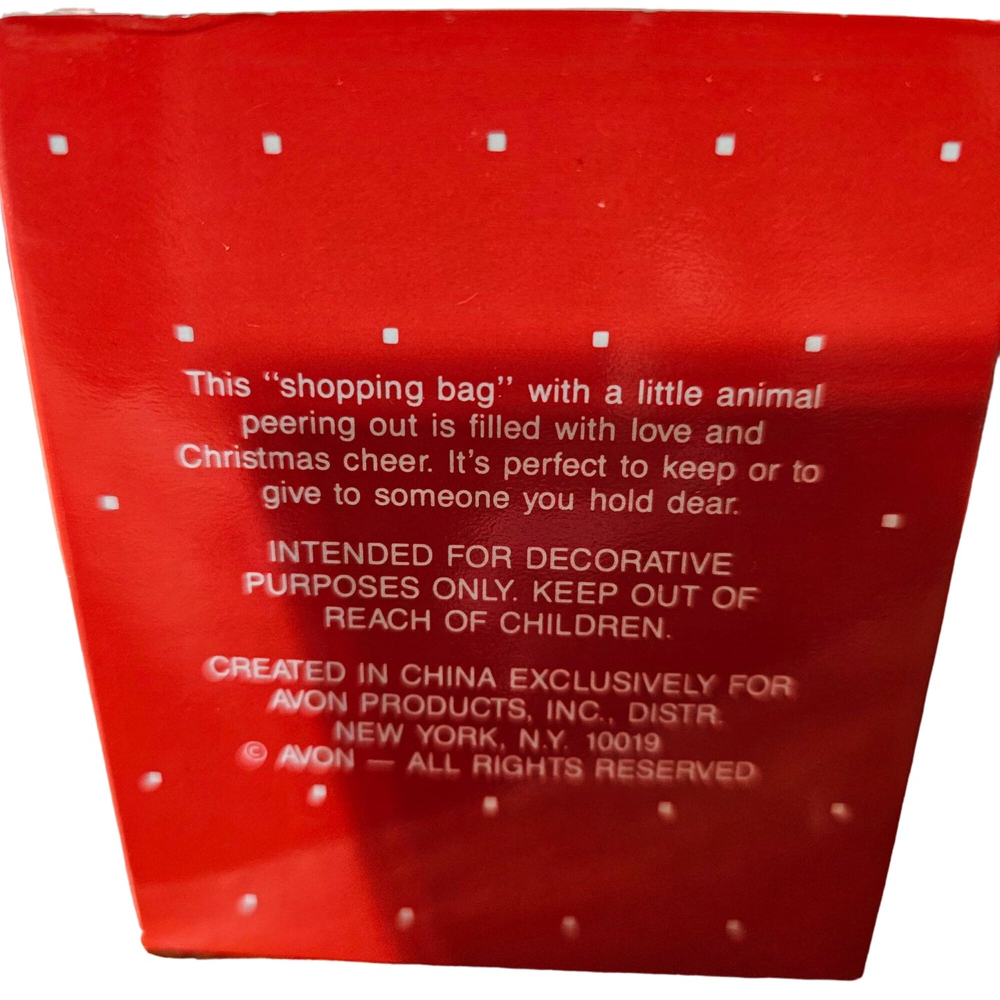 Avon Holiday Friend Dog In Bag Ornament