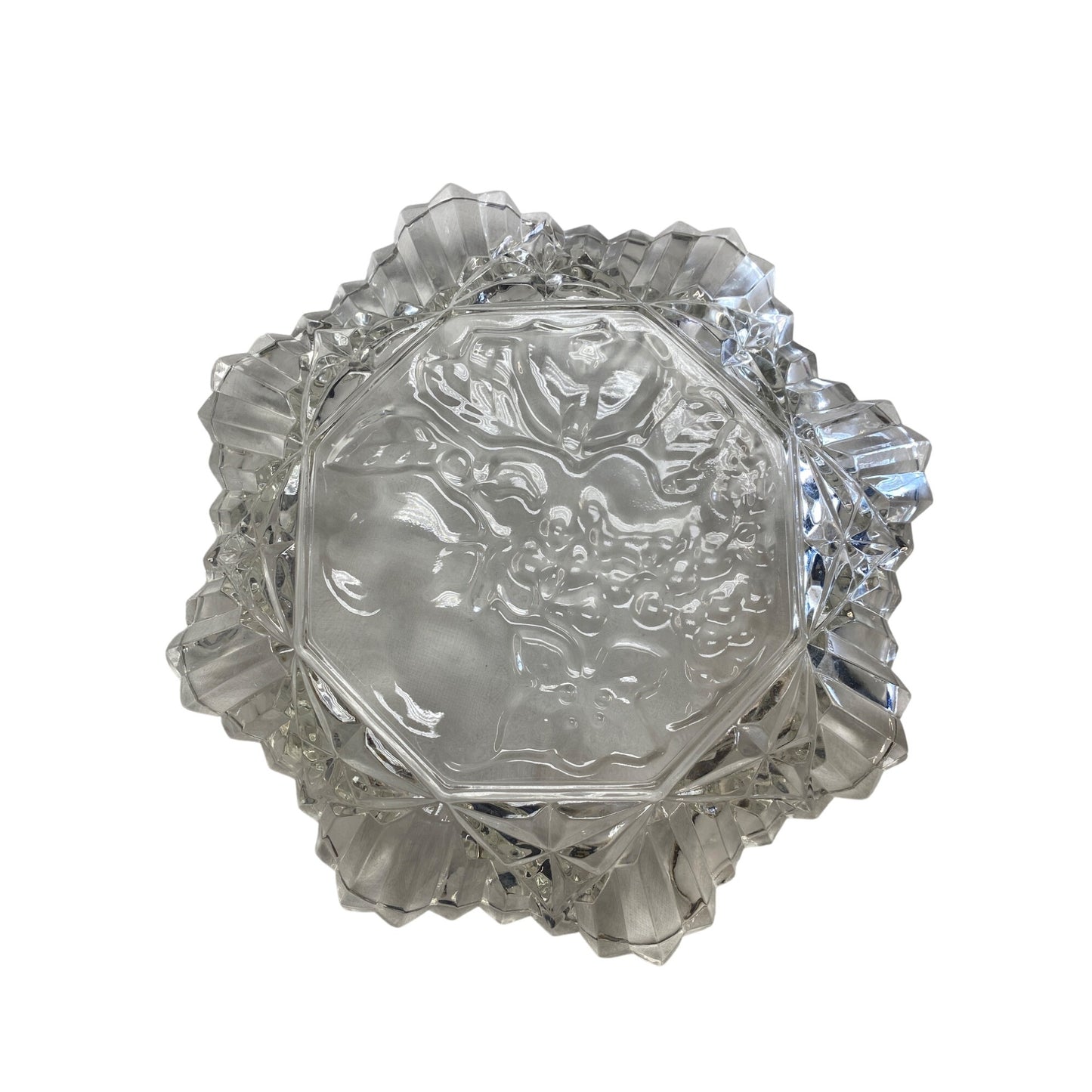 Vintage Crystal Glass Fruit Pattern Serving Plate