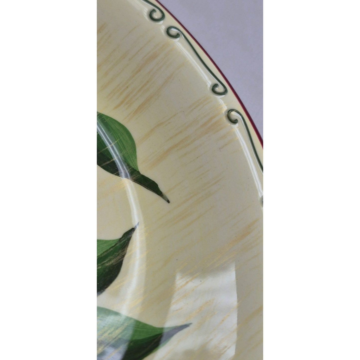 Sonoma Life+Style Hand-Painted Fruit Pattern Dessert Plates (4) Yellow & Burgundy Ceramic Kitchenware