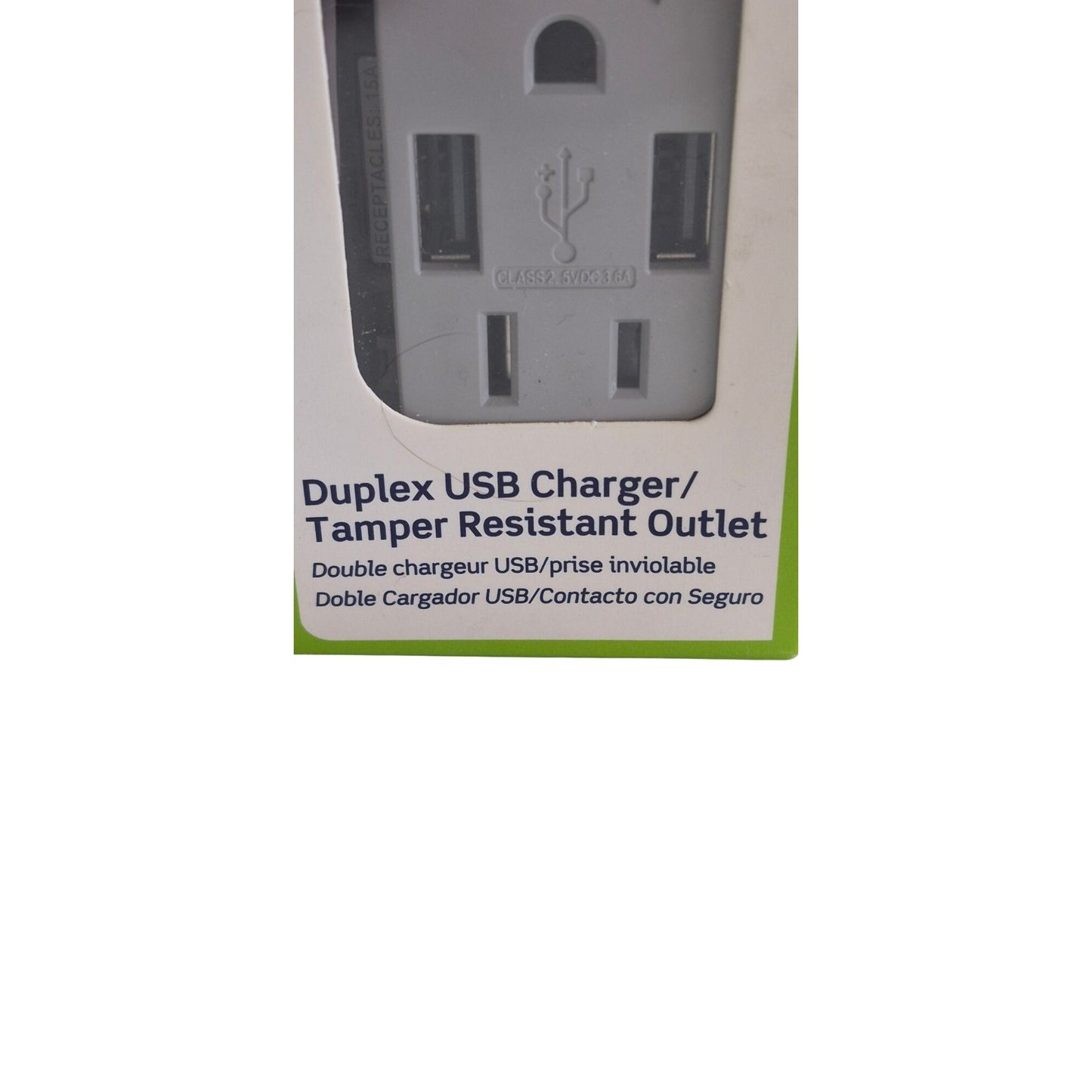 Leviton Residential Duplex USB Charger T5632-GY Gray 15A/125V
