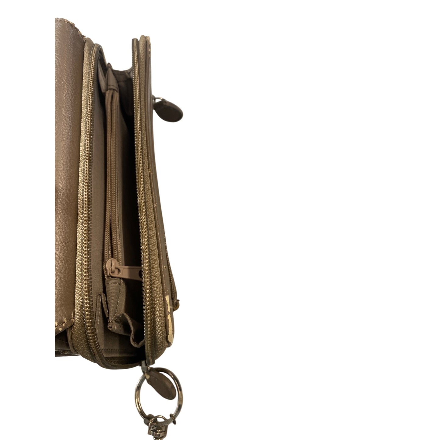 Fossil Brown Leather RFID Bifold Wallet With Zip Pockets & Key Ring For Women